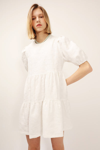 Siena Puff Sleeve Jacquard Dress