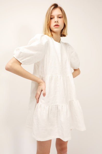 Siena Puff Sleeve Jacquard Dress