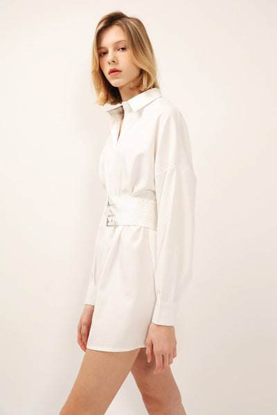 Marie Belted Waist Shirt Dress