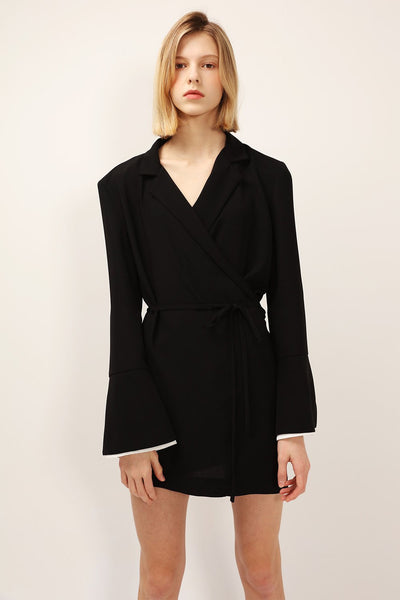 Olivia Slit Cuffs Long Blazer Dress