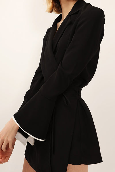 Olivia Slit Cuffs Long Blazer Dress