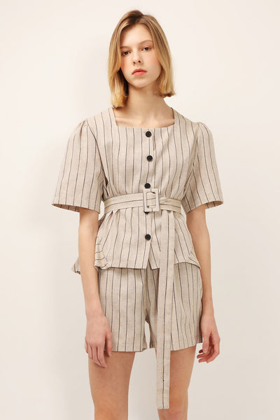 Dorothy Pinstripe Linen 2-Piece Set