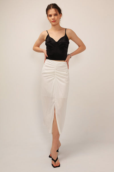 Bella Ruched Slit Skirt