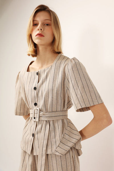 Dorothy Pinstripe Linen 2-Piece Set