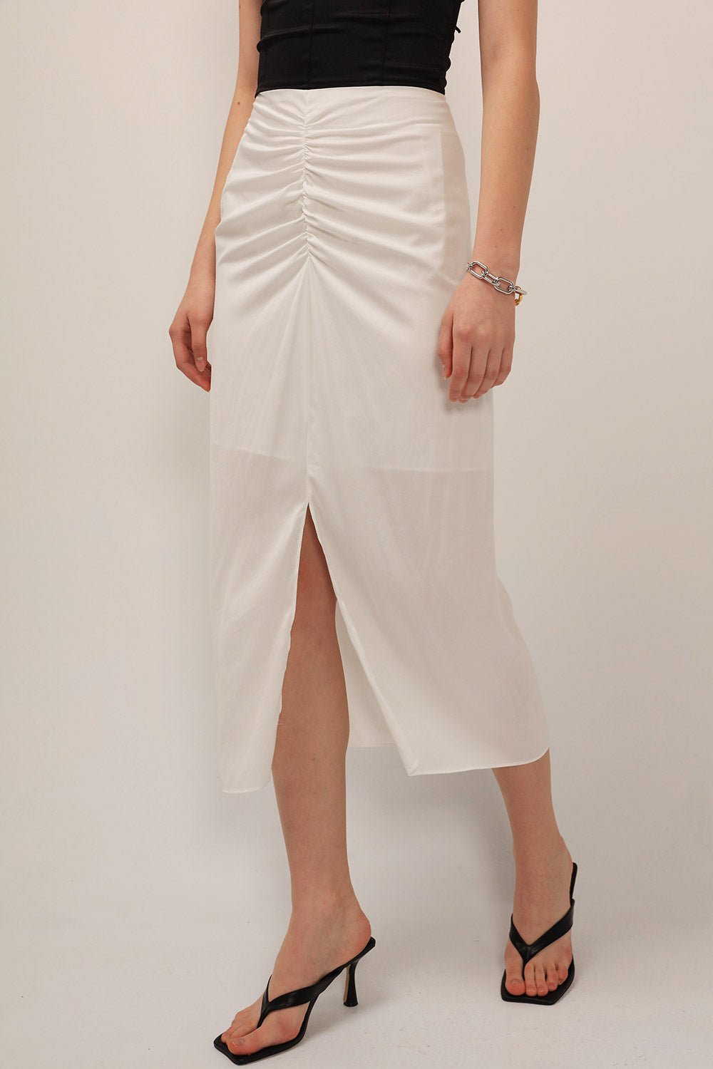 Bella Ruched Slit Skirt