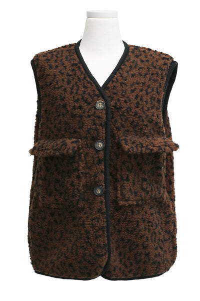 Ruby Borg Vest in Leopard