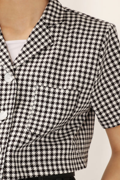 Mia Houndstooth Cropped Jacket