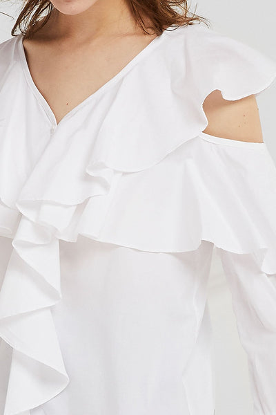 Lorelei Cold Shoulder Ruffle Top